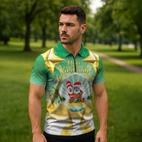 Cook Islands Christmas Zipper Polo Shirt Seashell Santa Beach Vibes - Polynesian Pride