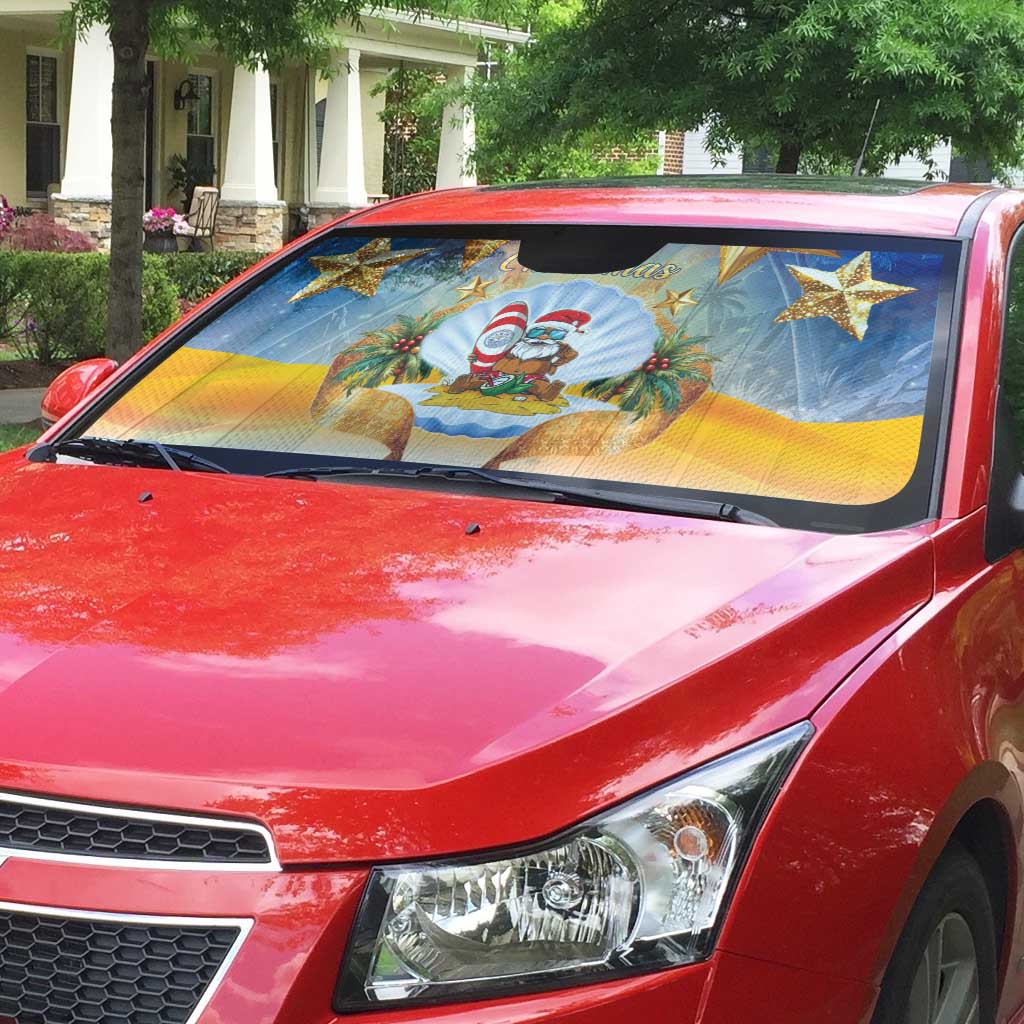 Marshall Islands Christmas Auto Sun Shade Seashell Santa Beach Vibes - Polynesian Pride
