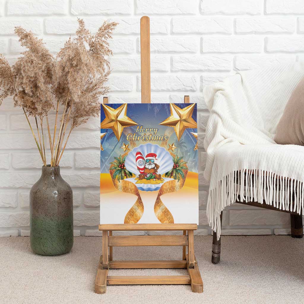 Marshall Islands Christmas Canvas Wall Art Seashell Santa Beach Vibes - Polynesian Pride