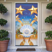 Marshall Islands Christmas Door Cover Seashell Santa Beach Vibes LT05 Navy - Polynesian Pride