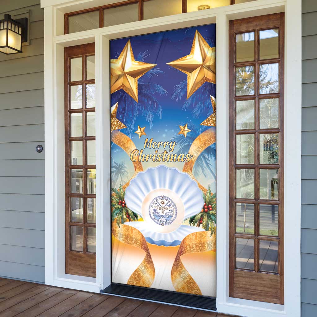 Marshall Islands Christmas Door Cover Seashell Santa Beach Vibes LT05 - Polynesian Pride