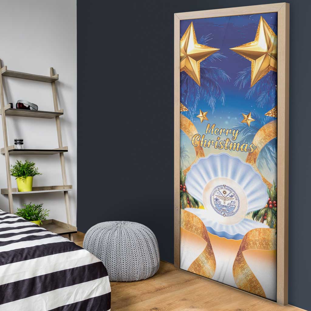 Marshall Islands Christmas Door Cover Seashell Santa Beach Vibes LT05 - Polynesian Pride