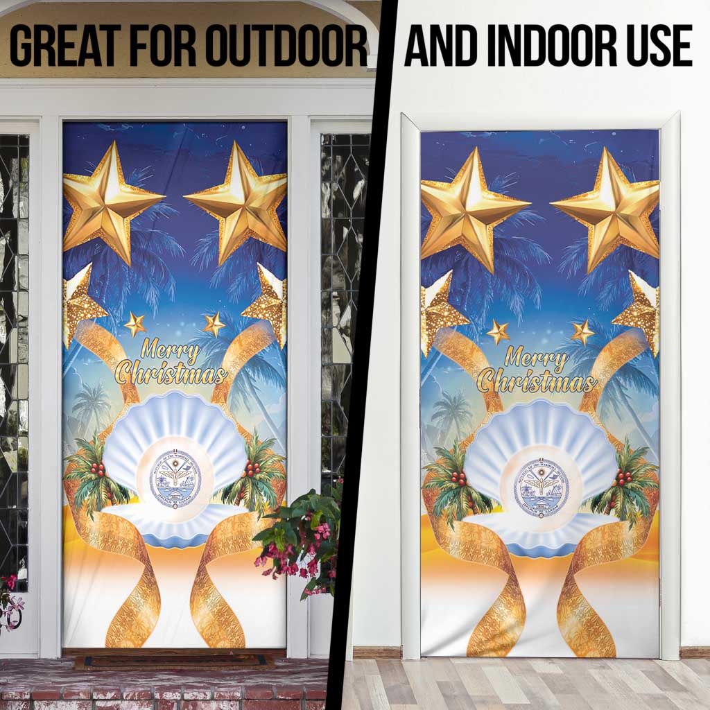 Marshall Islands Christmas Door Cover Seashell Santa Beach Vibes LT05 - Polynesian Pride