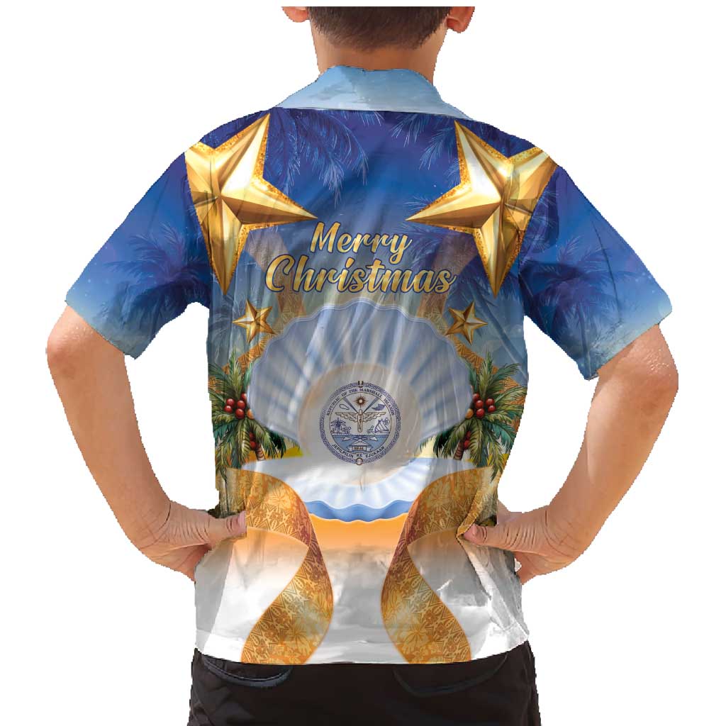 Marshall Islands Christmas Family Matching Mermaid Dress and Hawaiian Shirt Seashell Santa Beach Vibes LT05 - Polynesian Pride