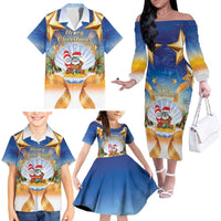 Marshall Islands Christmas Family Matching Off The Shoulder Long Sleeve Dress and Hawaiian Shirt Seashell Santa Beach Vibes LT05 - Polynesian Pride