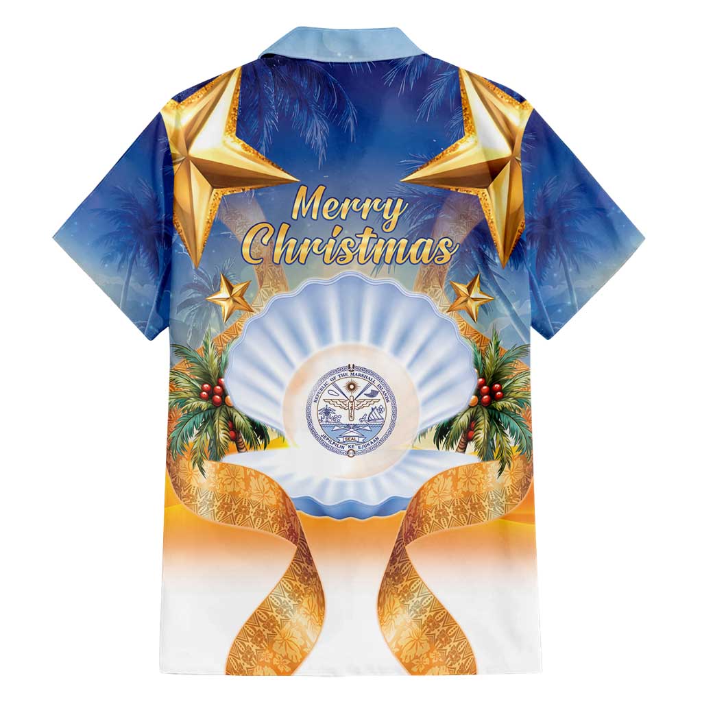 Marshall Islands Christmas Family Matching Off Shoulder Maxi Dress and Hawaiian Shirt Seashell Santa Beach Vibes LT05 - Polynesian Pride