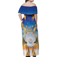 Marshall Islands Christmas Family Matching Off Shoulder Maxi Dress and Hawaiian Shirt Seashell Santa Beach Vibes LT05 - Polynesian Pride