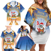 Marshall Islands Christmas Family Matching Off Shoulder Short Dress and Hawaiian Shirt Seashell Santa Beach Vibes LT05 - Polynesian Pride