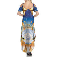 Marshall Islands Christmas Family Matching Summer Maxi Dress and Hawaiian Shirt Seashell Santa Beach Vibes LT05 - Polynesian Pride
