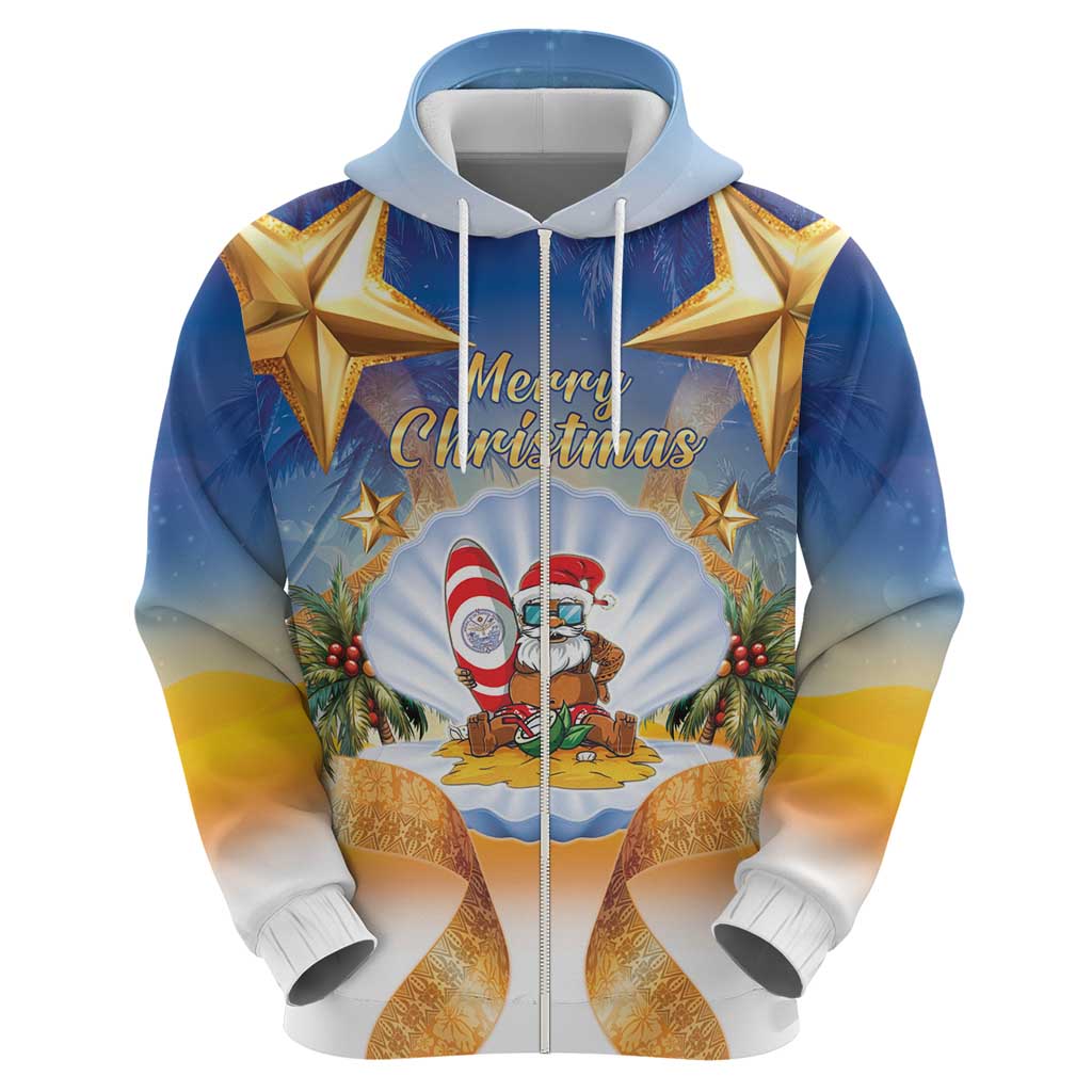 Marshall Islands Christmas Hoodie Seashell Santa Beach Vibes LT05 - Polynesian Pride