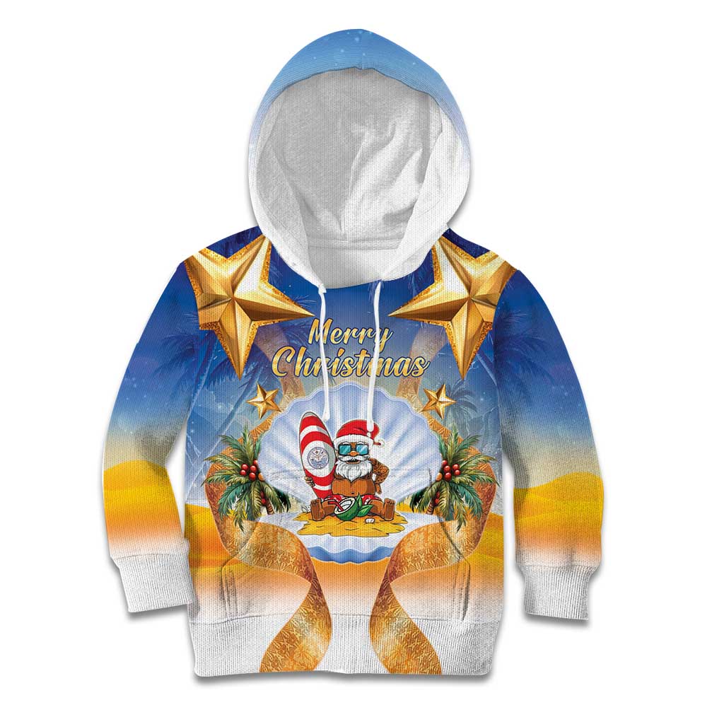 Marshall Islands Christmas Kid Hoodie Seashell Santa Beach Vibes - Polynesian Pride