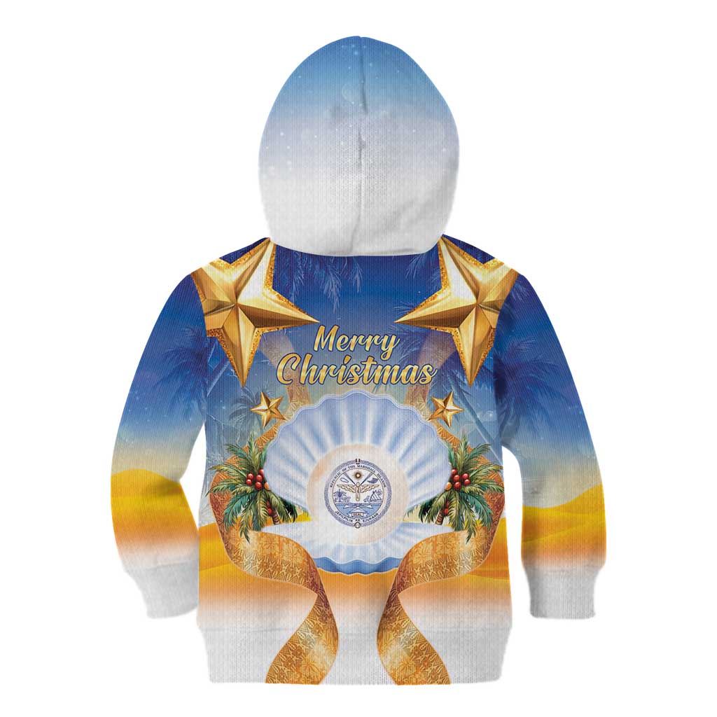 Marshall Islands Christmas Kid Hoodie Seashell Santa Beach Vibes - Polynesian Pride