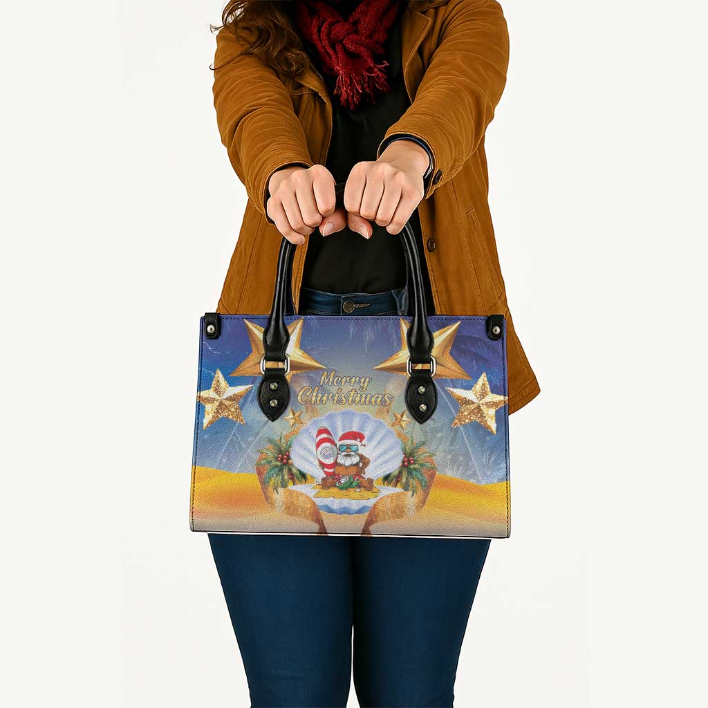 Marshall Islands Christmas Leather Bag Seashell Santa Beach Vibes - Polynesian Pride