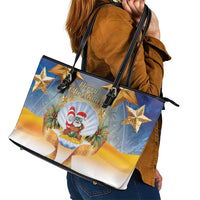 Marshall Islands Christmas Leather Tote Bag Seashell Santa Beach Vibes LT05 - Polynesian Pride