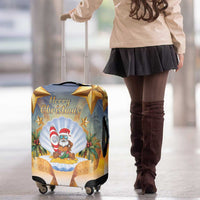 Marshall Islands Christmas Luggage Cover Seashell Santa Beach Vibes - Polynesian Pride