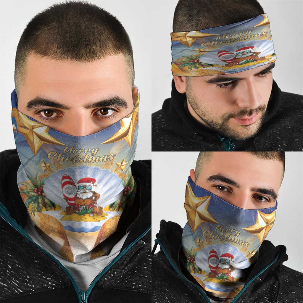 Marshall Islands Christmas Neck Gaiter Seashell Santa Beach Vibes - Polynesian Pride