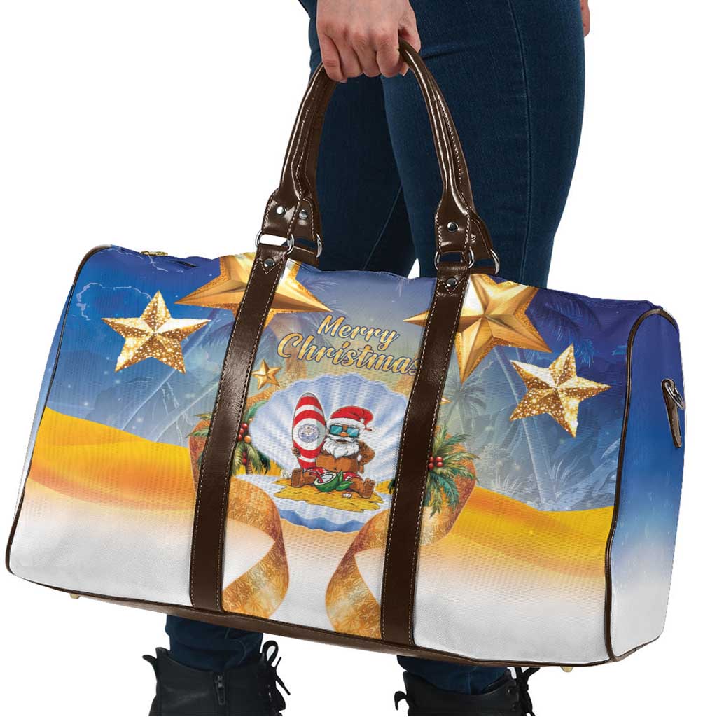 Marshall Islands Christmas Travel Bag Seashell Santa Beach Vibes - Polynesian Pride