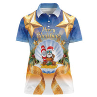 Marshall Islands Christmas Women Polo Shirt Seashell Santa Beach Vibes - Polynesian Pride