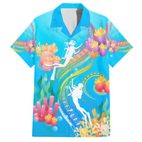 Under The Sea Scuba Diving Family Matching Tank Maxi Dress and Hawaiian Shirt Polynesian Pattern LT05 Dad's Shirt - Short Sleeve Blue - Polynesian Pride