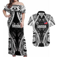 Personalised Remember Samoa Black Saturday Couples Matching Off Shoulder Maxi Dress and Hawaiian Shirt Samoa Mo Samoa LT05 Black - Polynesian Pride