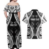 Personalised Remember Samoa Black Saturday Couples Matching Off Shoulder Maxi Dress and Hawaiian Shirt Samoa Mo Samoa LT05 - Polynesian Pride