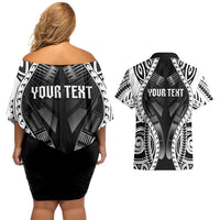 Personalised Remember Samoa Black Saturday Couples Matching Off Shoulder Short Dress and Hawaiian Shirt Samoa Mo Samoa LT05 - Polynesian Pride