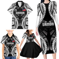 Personalised Remember Samoa Black Saturday Family Matching Long Sleeve Bodycon Dress and Hawaiian Shirt Samoa Mo Samoa - Polynesian Pride