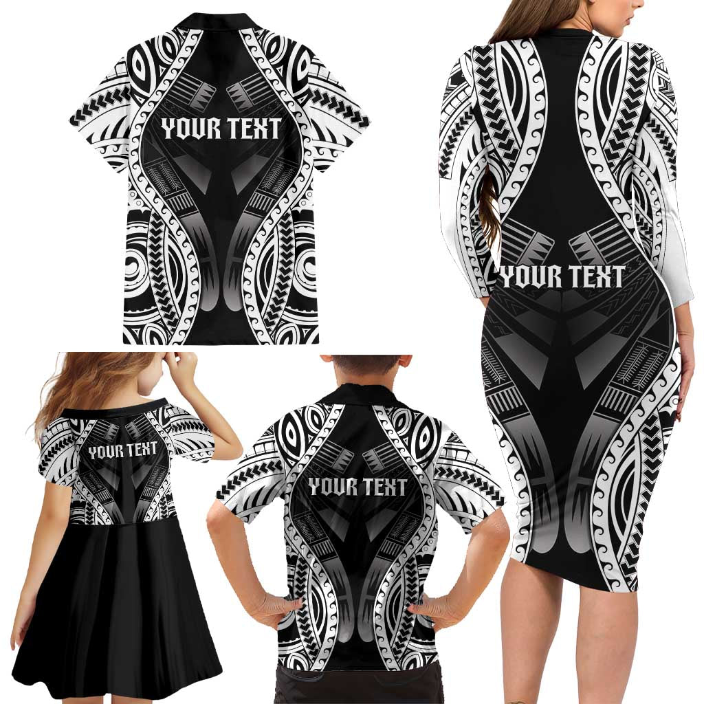 Personalised Remember Samoa Black Saturday Family Matching Long Sleeve Bodycon Dress and Hawaiian Shirt Samoa Mo Samoa - Polynesian Pride