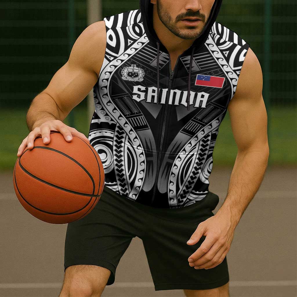 Personalised Remember Samoa Black Saturday Sleeveless Zip Hoodie Samoa Mo Samoa - Polynesian Pride