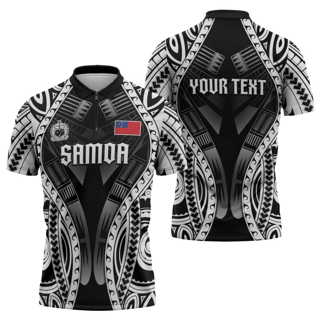 Personalised Remember Samoa Black Saturday Zipper Polo Shirt Samoa Mo Samoa - Polynesian Pride