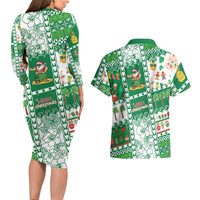 Norfolk Island Christmas Couples Matching Long Sleeve Bodycon Dress and Hawaiian Shirt Festive Beach Vibes LT05 - Polynesian Pride