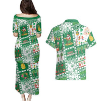 Norfolk Island Christmas Couples Matching Puletasi and Hawaiian Shirt Festive Beach Vibes - Polynesian Pride