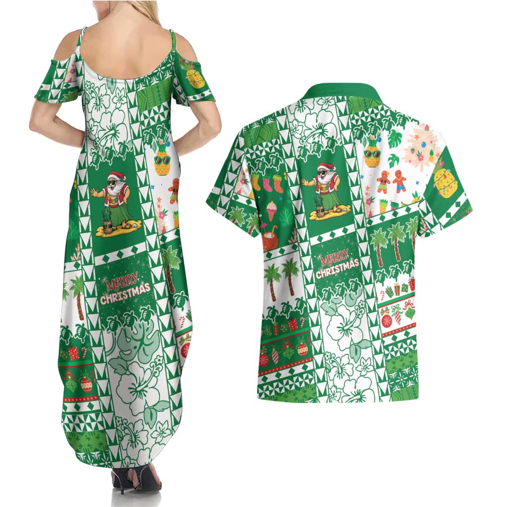 Norfolk Island Christmas Couples Matching Summer Maxi Dress and Hawaiian Shirt Festive Beach Vibes LT05 - Polynesian Pride