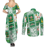 Norfolk Island Christmas Couples Matching Summer Maxi Dress and Long Sleeve Button Shirt Festive Beach Vibes LT05 - Polynesian Pride