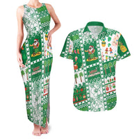 Norfolk Island Christmas Couples Matching Tank Maxi Dress and Hawaiian Shirt Festive Beach Vibes LT05 Green - Polynesian Pride