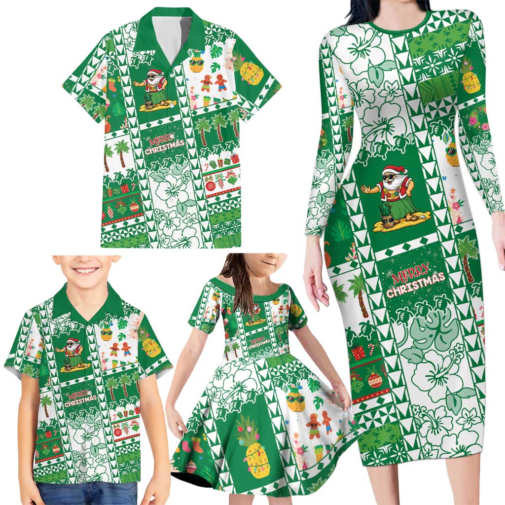 Norfolk Island Christmas Family Matching Long Sleeve Bodycon Dress and Hawaiian Shirt Festive Beach Vibes - Polynesian Pride