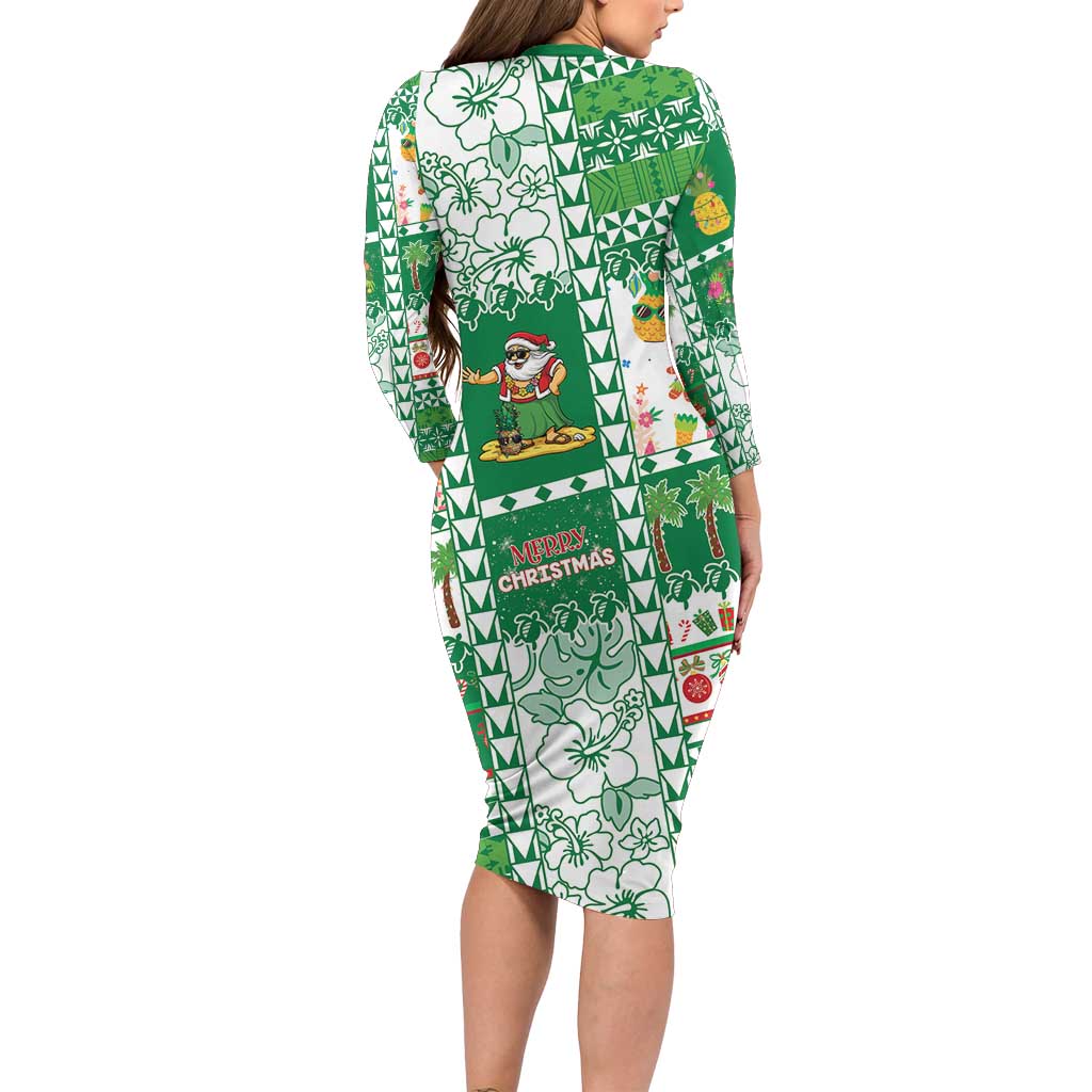 Norfolk Island Christmas Family Matching Long Sleeve Bodycon Dress and Hawaiian Shirt Festive Beach Vibes LT05 - Polynesian Pride