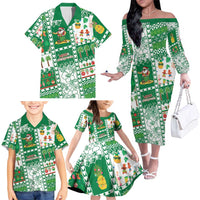 Norfolk Island Christmas Family Matching Off The Shoulder Long Sleeve Dress and Hawaiian Shirt Festive Beach Vibes LT05 - Polynesian Pride