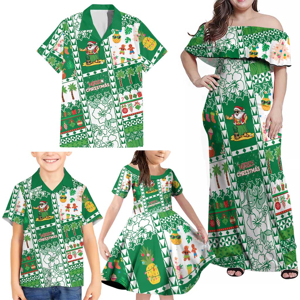 Norfolk Island Christmas Family Matching Off Shoulder Maxi Dress and Hawaiian Shirt Festive Beach Vibes - Polynesian Pride