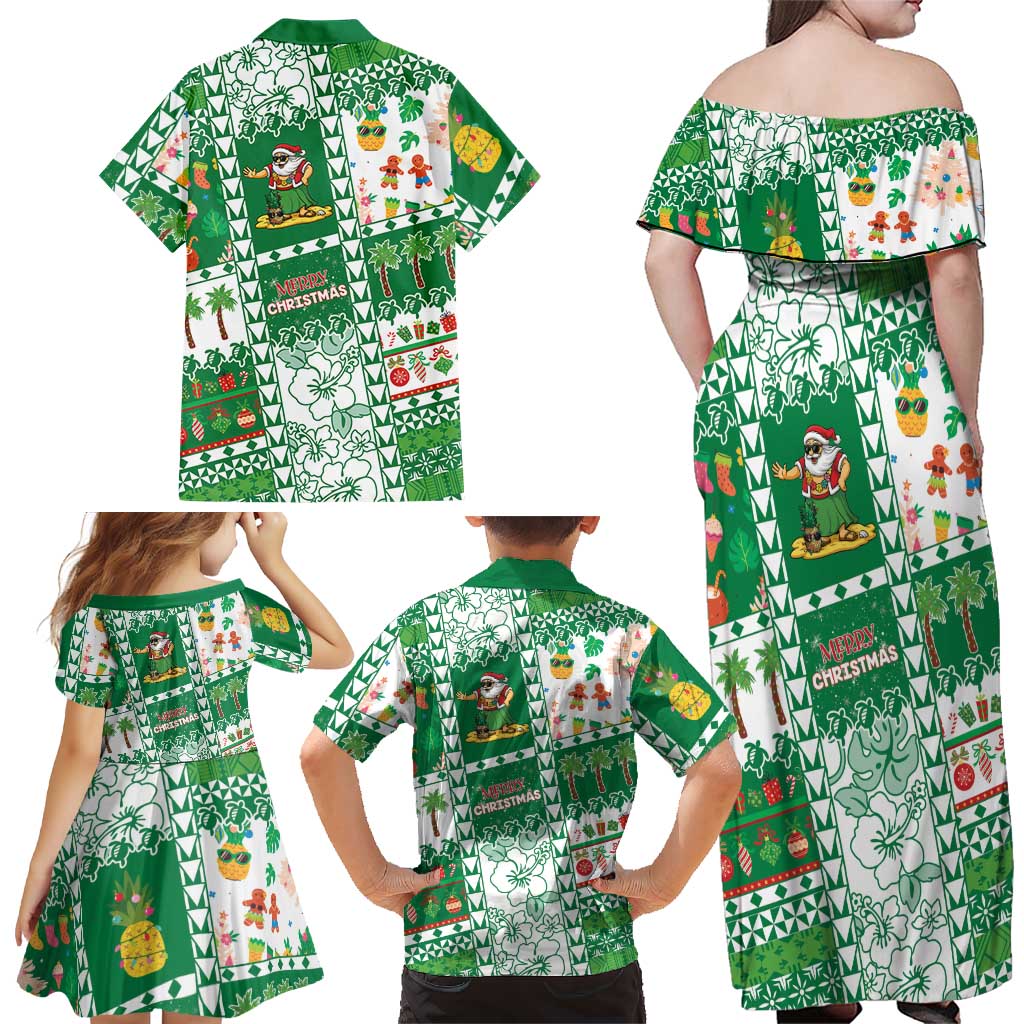 Norfolk Island Christmas Family Matching Off Shoulder Maxi Dress and Hawaiian Shirt Festive Beach Vibes LT05 - Polynesian Pride
