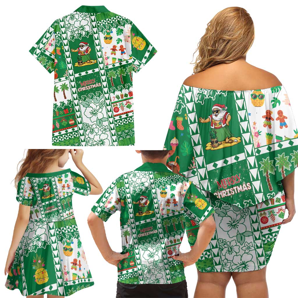 Norfolk Island Christmas Family Matching Off Shoulder Short Dress and Hawaiian Shirt Festive Beach Vibes LT05 - Polynesian Pride