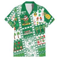 Norfolk Island Christmas Family Matching Puletasi and Hawaiian Shirt Festive Beach Vibes LT05 Dad's Shirt - Short Sleeve Green - Polynesian Pride