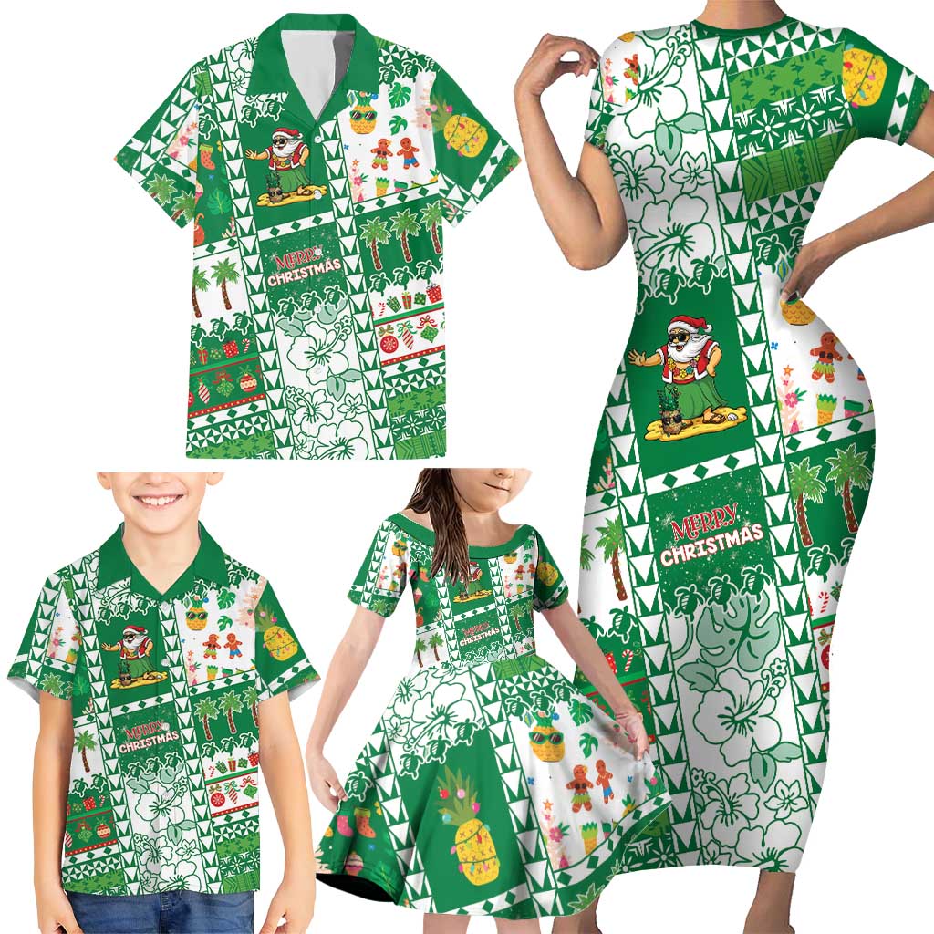Norfolk Island Christmas Family Matching Short Sleeve Bodycon Dress and Hawaiian Shirt Festive Beach Vibes - Polynesian Pride
