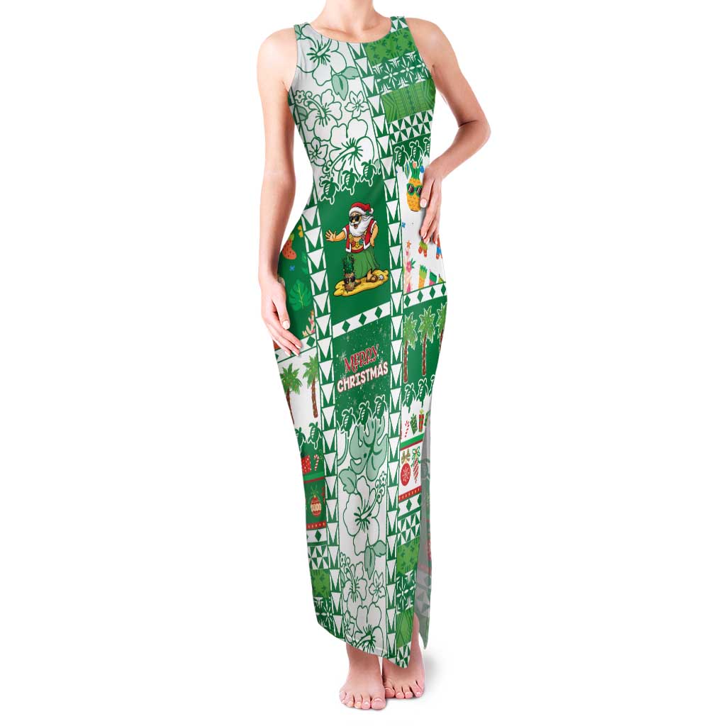Norfolk Island Christmas Family Matching Tank Maxi Dress and Hawaiian Shirt Festive Beach Vibes LT05 Mom's Dress Green - Polynesian Pride