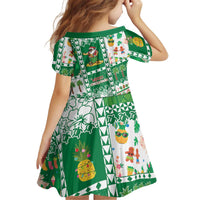 Norfolk Island Christmas Kid Short Sleeve Dress Festive Beach Vibes - Polynesian Pride