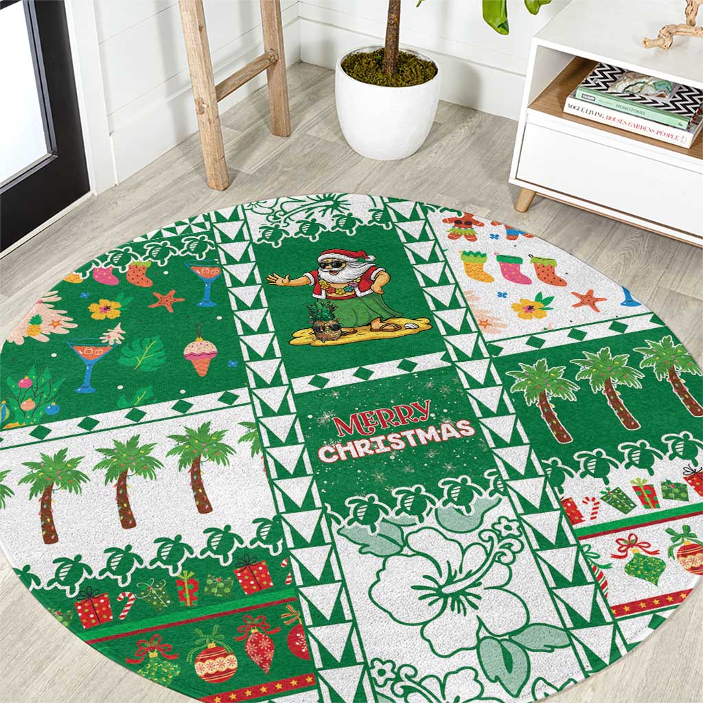 Norfolk Island Christmas Round Carpet Festive Beach Vibes LT05 Green - Polynesian Pride