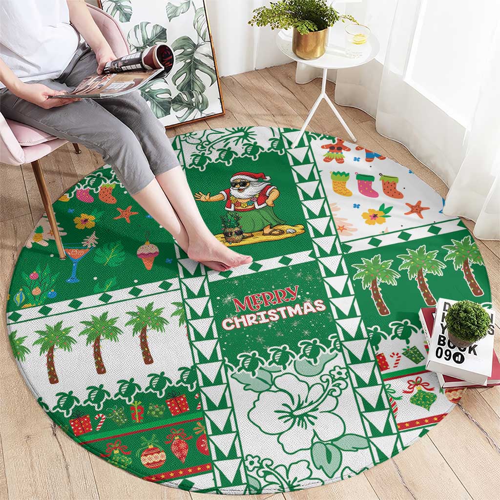 Norfolk Island Christmas Round Carpet Festive Beach Vibes LT05 - Polynesian Pride