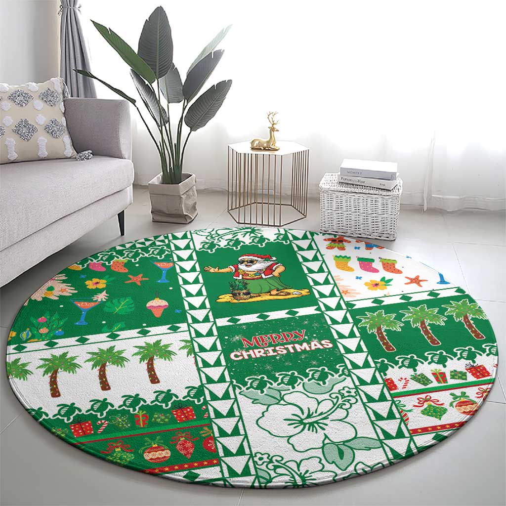 Norfolk Island Christmas Round Carpet Festive Beach Vibes LT05 - Polynesian Pride