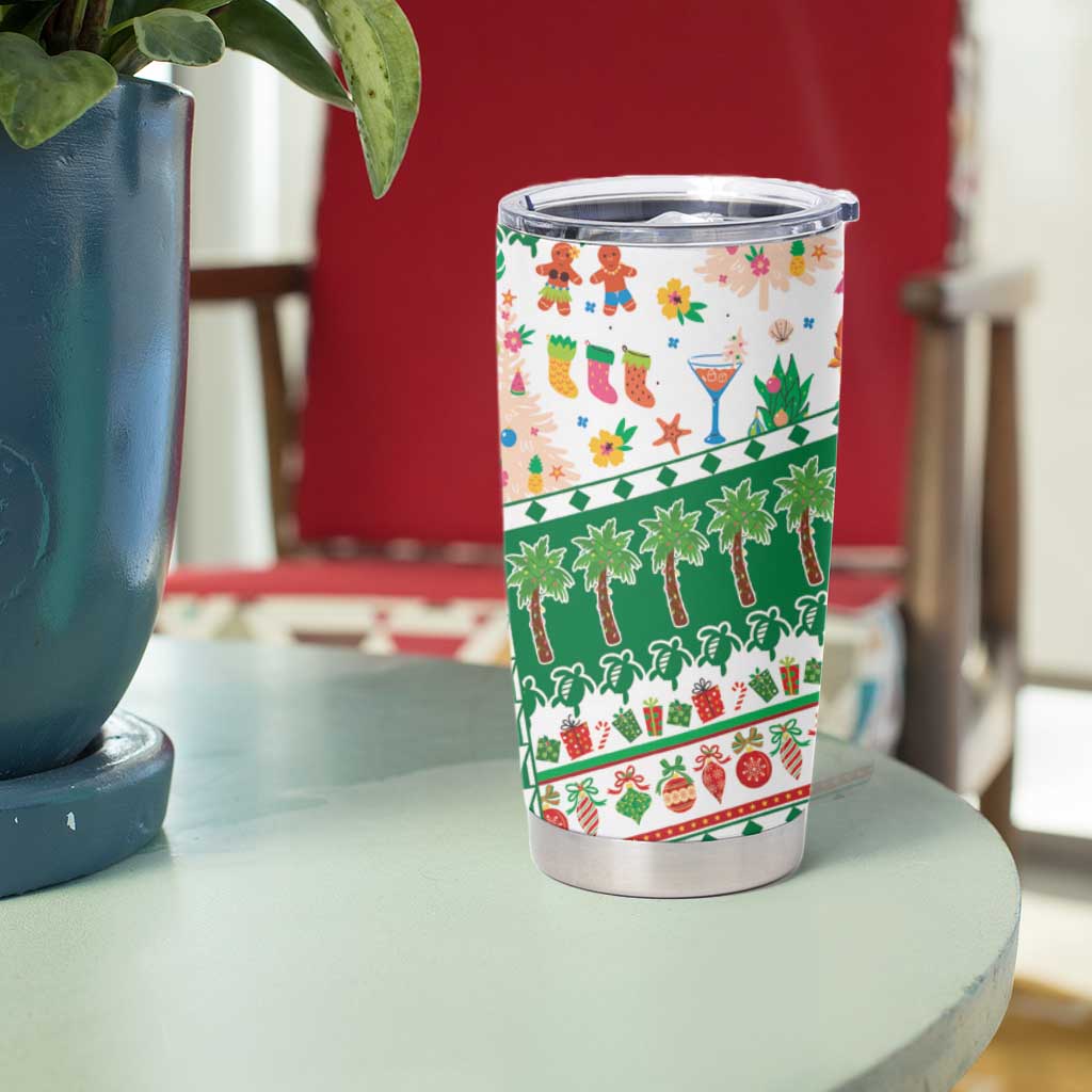 Norfolk Island Christmas Tumbler Cup Festive Beach Vibes - Polynesian Pride