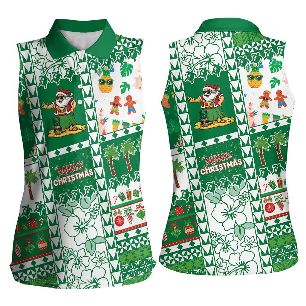 Norfolk Island Christmas Women Sleeveless Polo Shirt Festive Beach Vibes LT05 - Polynesian Pride